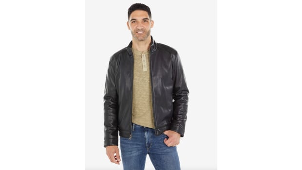 cole haan men's leather bomber jacket