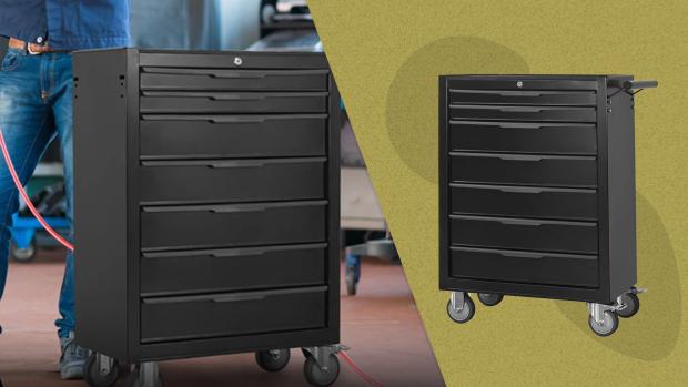 The Seizen 7-Drawer Rolling Tool Chest in Black is on sale right now at Walmart