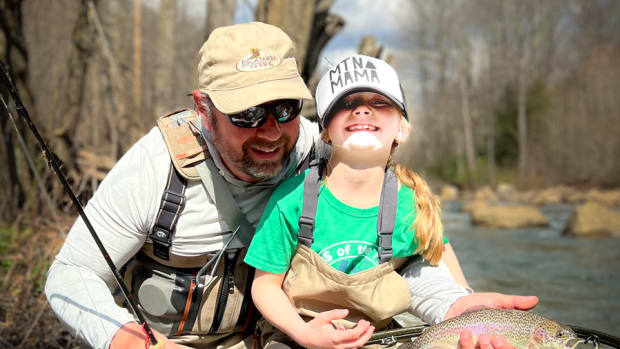 My oldest daughter and my dad. She caught her first fish last weekend, and  then 5 more. : r/Fishing