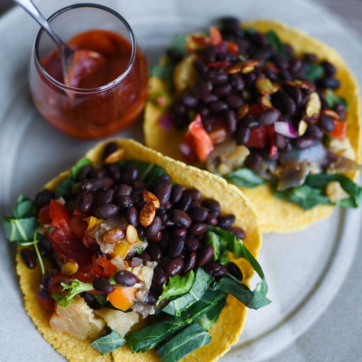 Meatless Black Bean, Egg and Corn Wraps