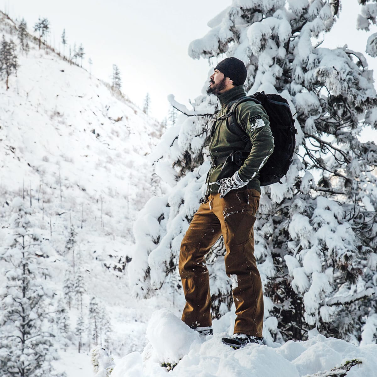 Pro tip: The ideal bushwacking pants for a winter that's wet and