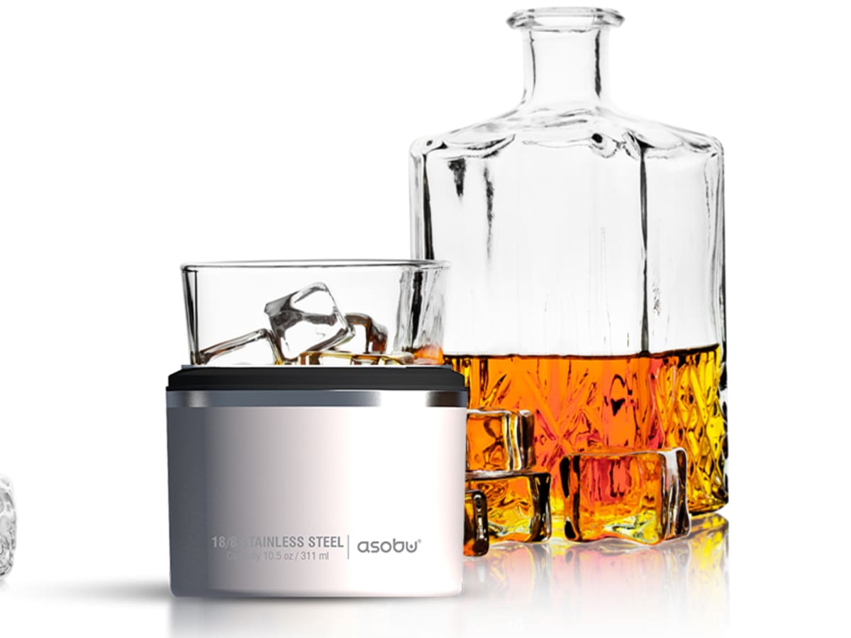 Asobu Insulated Whiskey Glass and Stainless Steel Sleeve (White