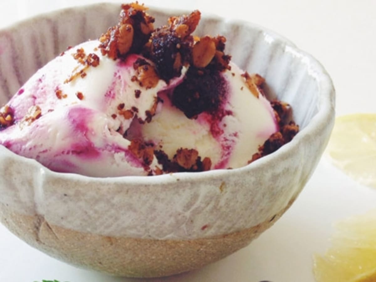 Blueberry-Swirl Buttermilk Ice Cream