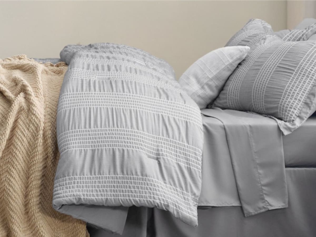 Bedsure Queen Comforter Set - 7 Pieces Comforters Queen Size Grey