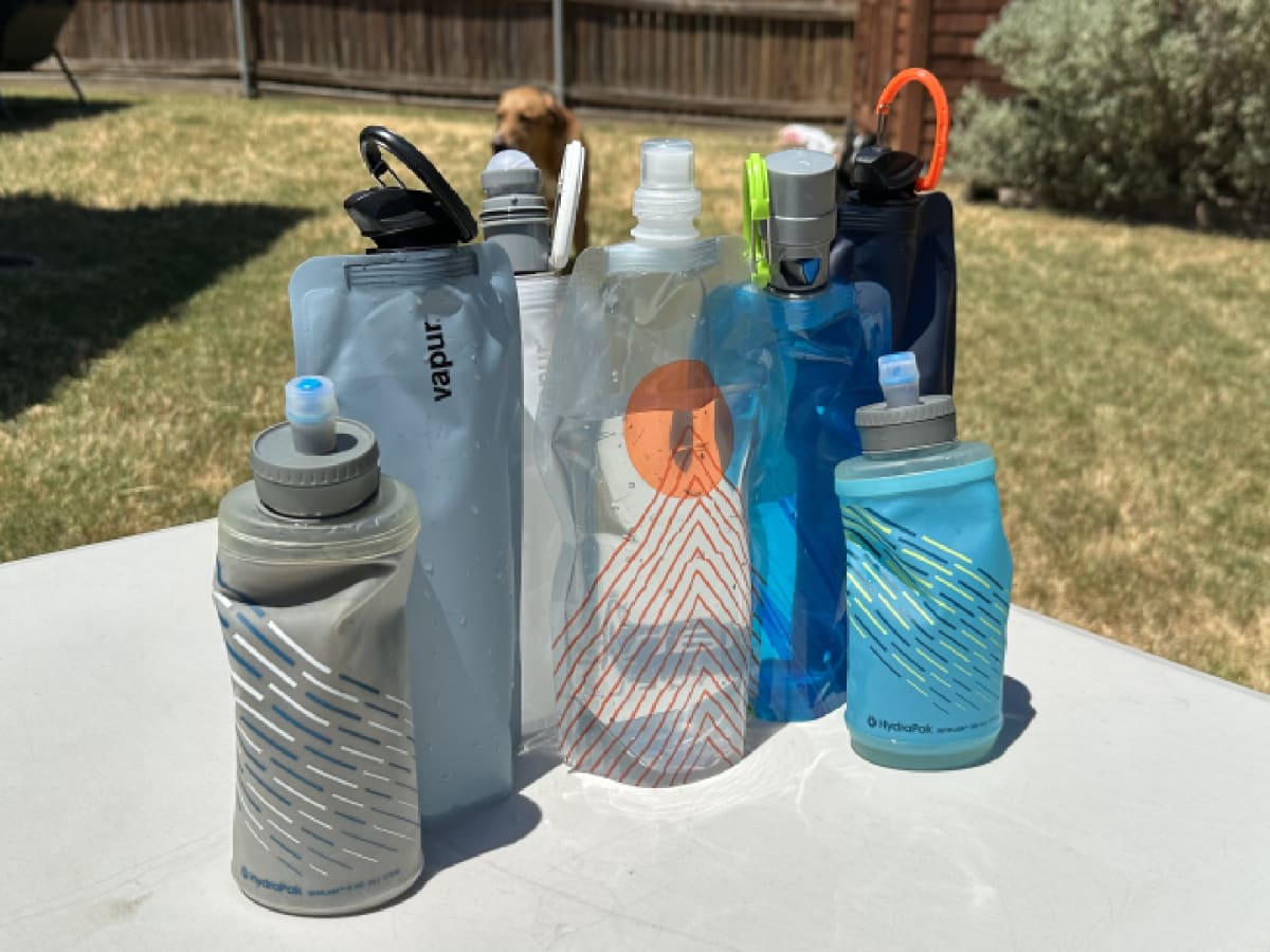 Flexible Collapsible Reusable BLUE Water Bottle Pouch BPA-Free -16