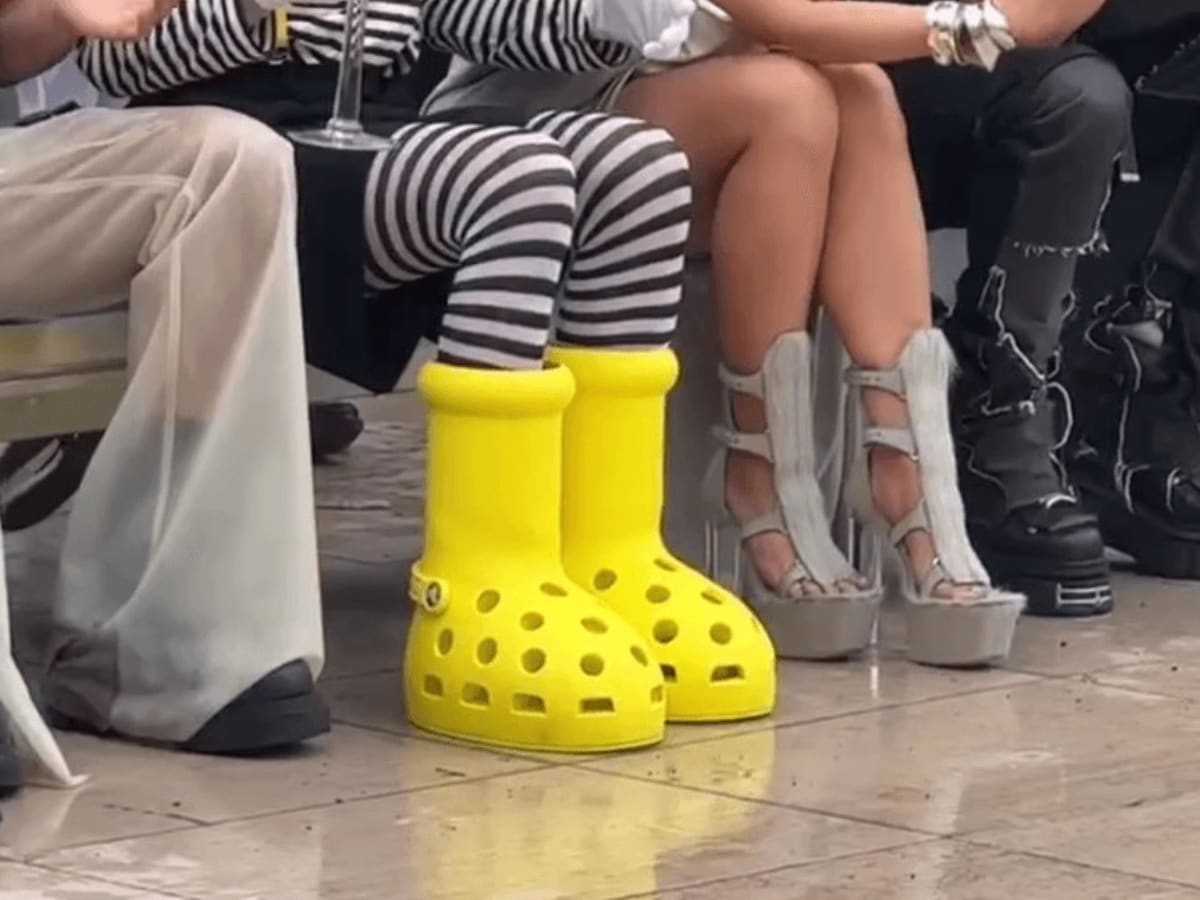 Crocs & MSCHF Debut Big Yellow Boots at Paris Fashion Week - Men's