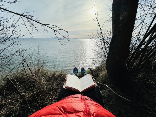 Journaling and enjoying the view at Point Roberts