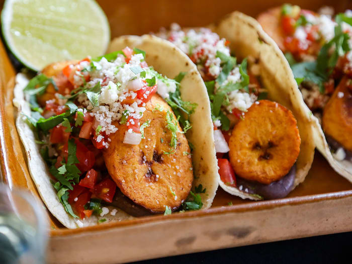 Recipe: How to Make Fried Plantain Tacos With Black Beans and Heirloom ...