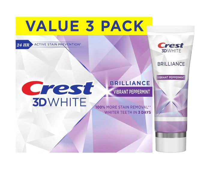 Crest 3D White Brilliance ช่วยให้ฟันขาวขึ้นในขณะทำความสะอาดและขัดฟัน