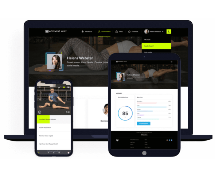 Movement Vault online interface on phone, laptop, and tablet templates