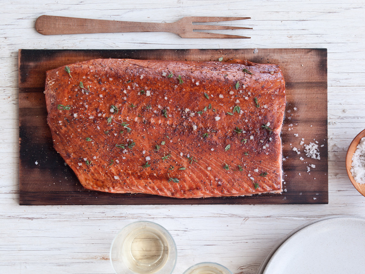 Bourbon marinated smoked salmon