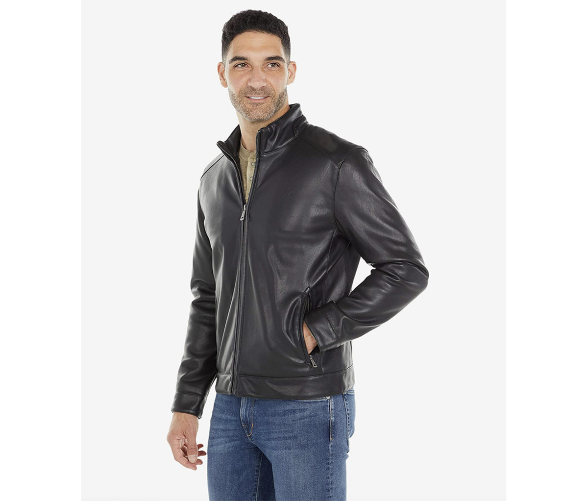 Cole haan men's hot sale leather moto jacket