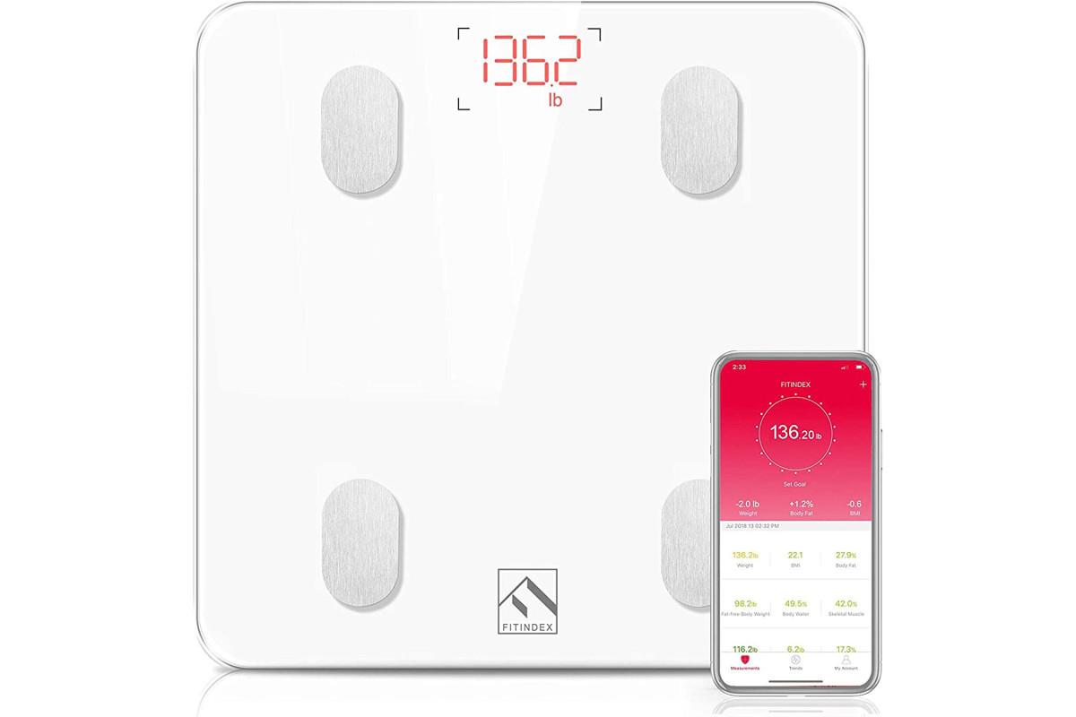 FITINDEX Smart Scale for Body Weight, Digital Bathroom Scale BMI B