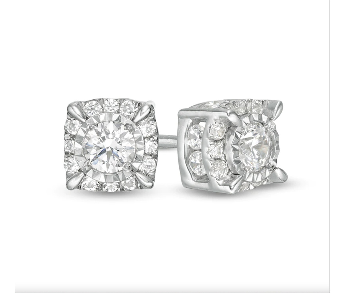 These Diamond Cushion Frame Stud Earrings are Too Alluring To Pass Up ...