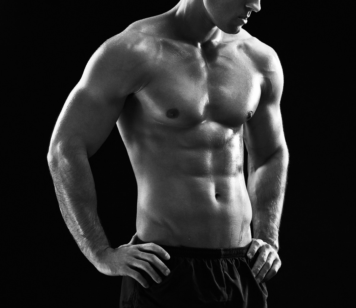 Perfect male torso with defined chest,abdominal and arm muscles