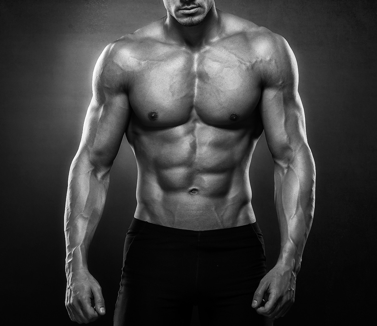 Black and White Portrait of Posing Bodybuilder. Stock Photo - Image of  exercise, health: 119799744