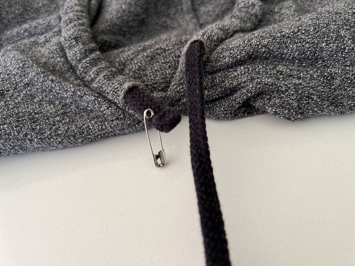 Grey hoodie string sale