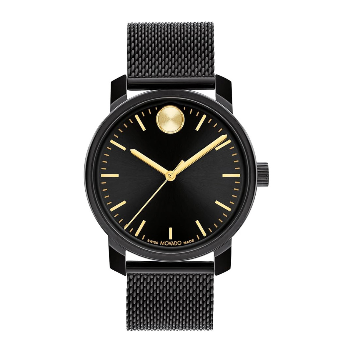 Movado bold black and gold best sale