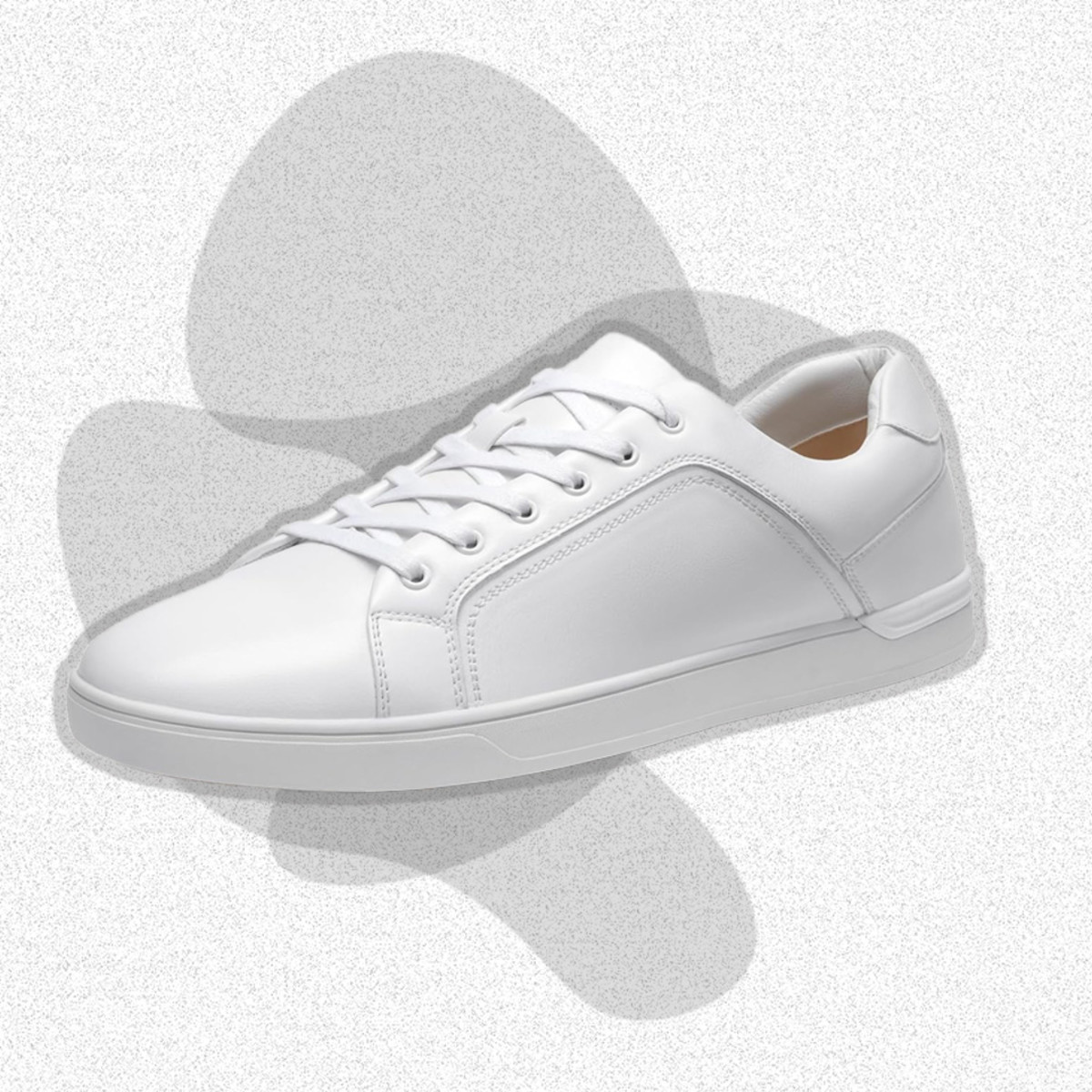 White Canvas Low Top Sneakers with Charcoal Dress Pants Outfits