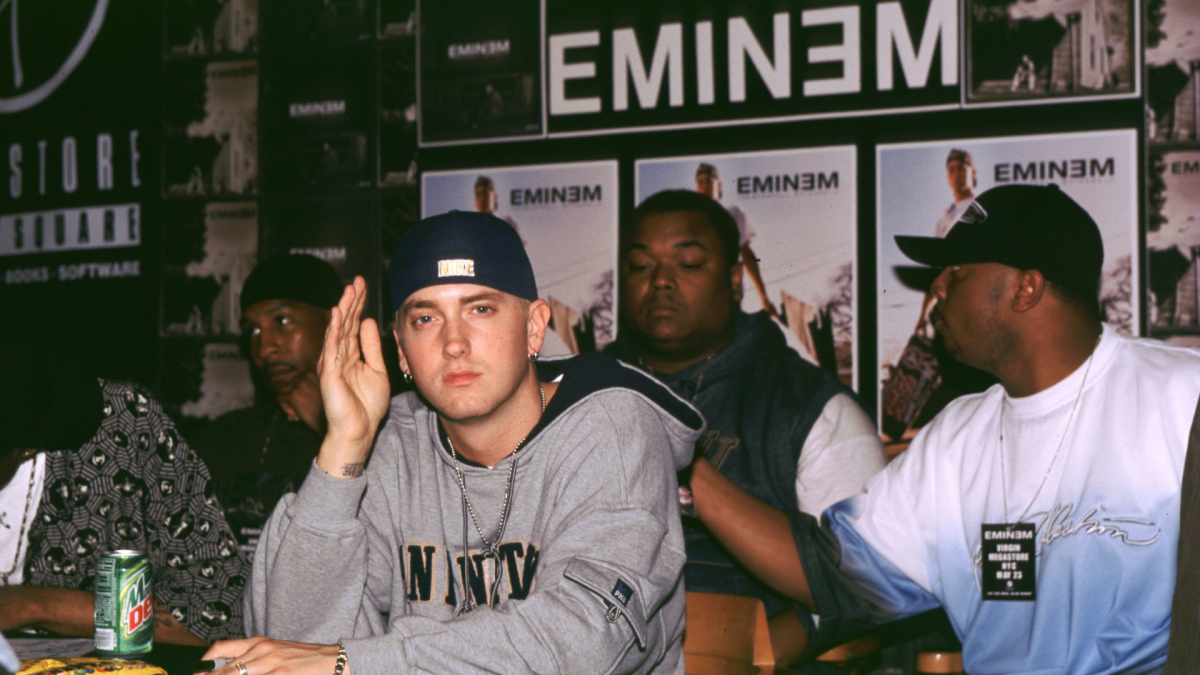 Eminem during Eminem signing his new release "Marshall Mathers LP" at Virgin Record Store - Times Square in New York City, New York.