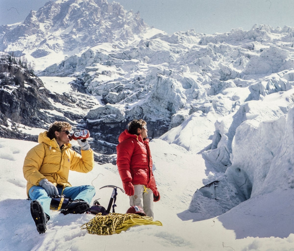 Men in Expedition Jackets on an icy mountain