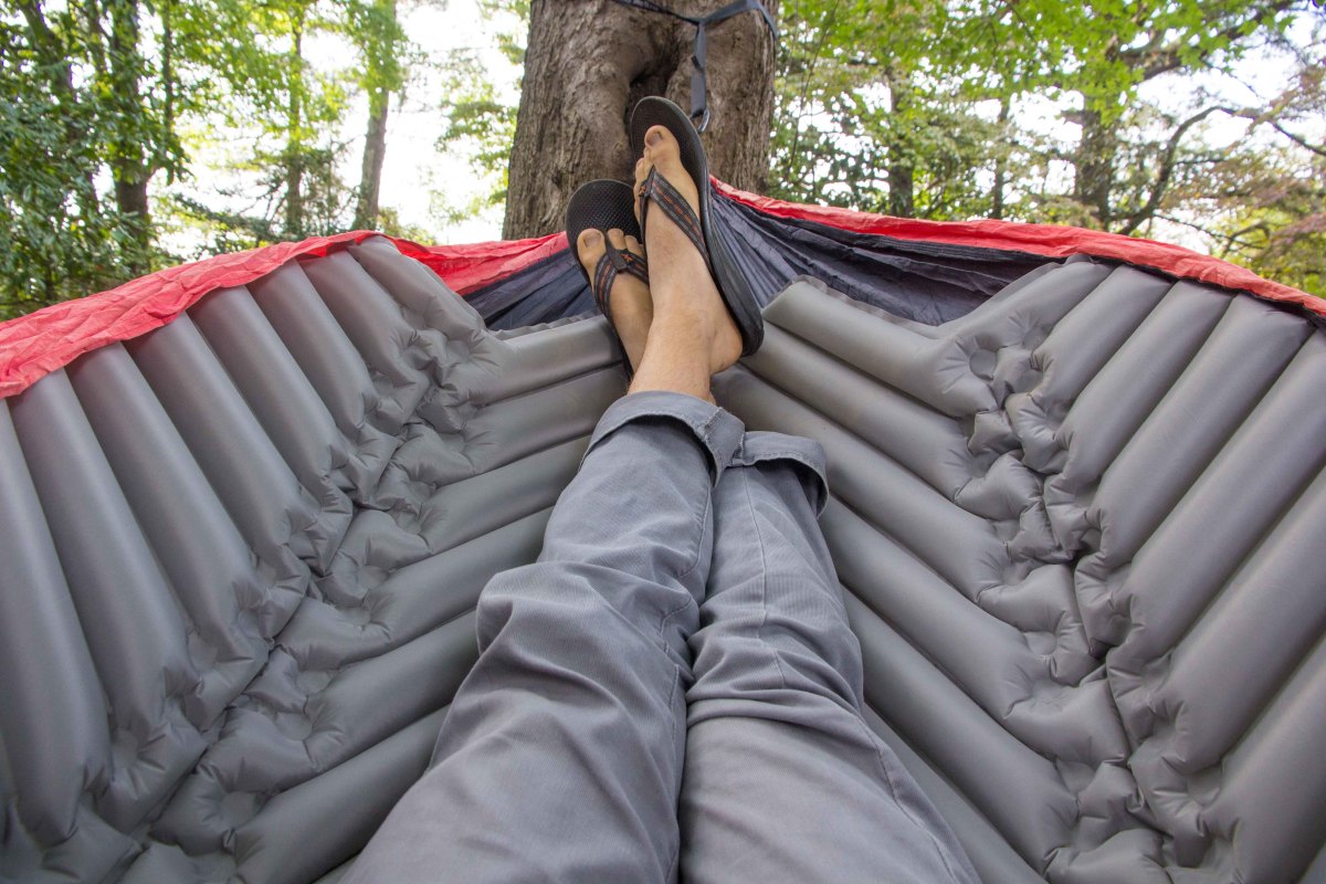 inflatable pad in hammock