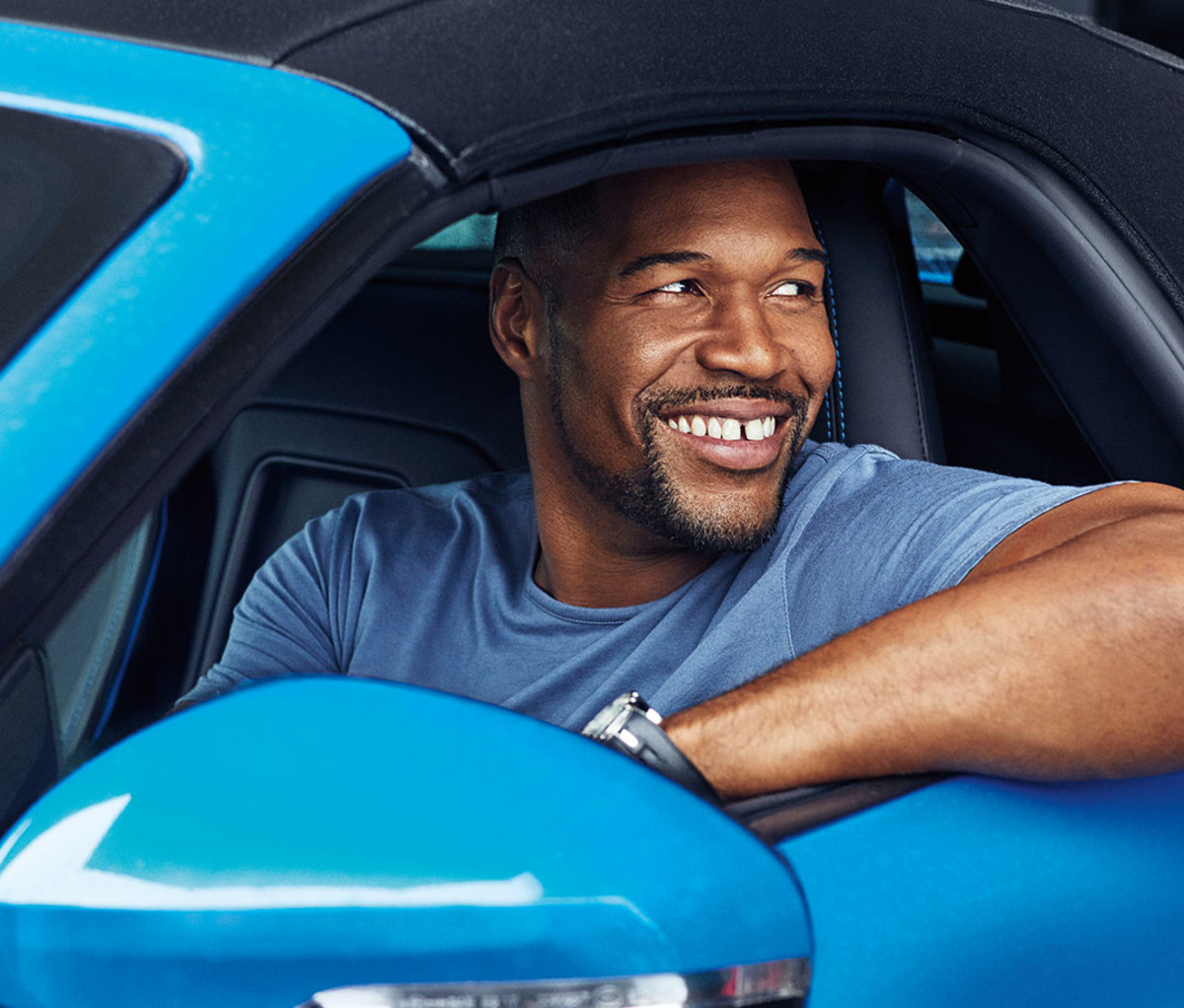 Strahan wears T-shirt by John Varvatos and watch by Robert Dubuis.