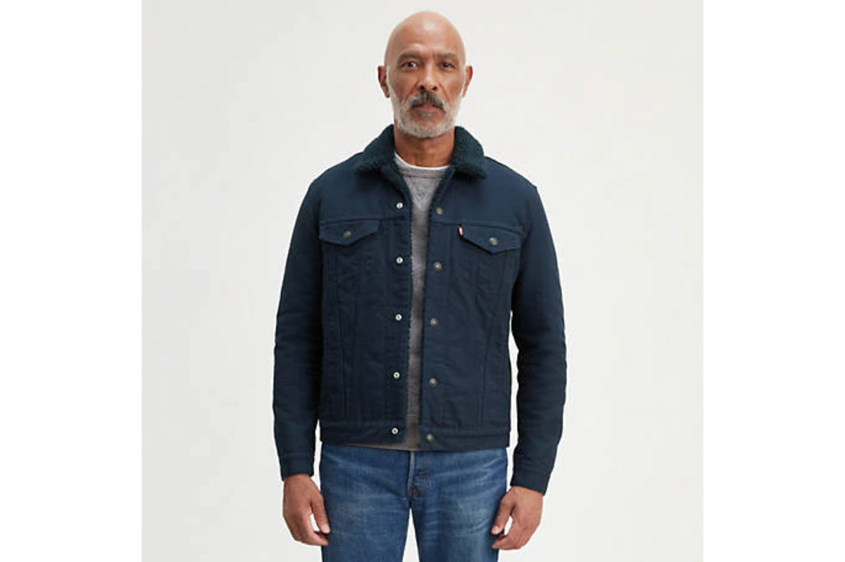 levi's dark denim sherpa jacket