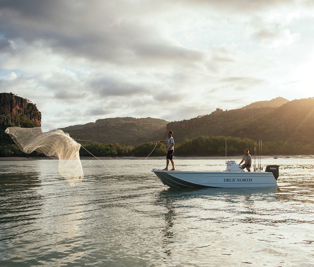 Catching bait for barramundi fishing.