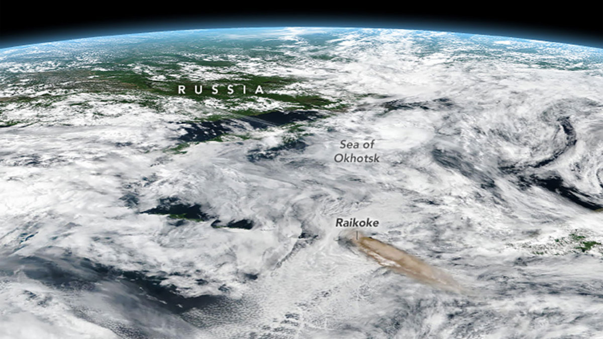 Raikoke Volcano Erupting - Photos Courtesy of NASA / Earth Observatory EOS Project Science Office at NASA Goddard Space Flight Center / NASA