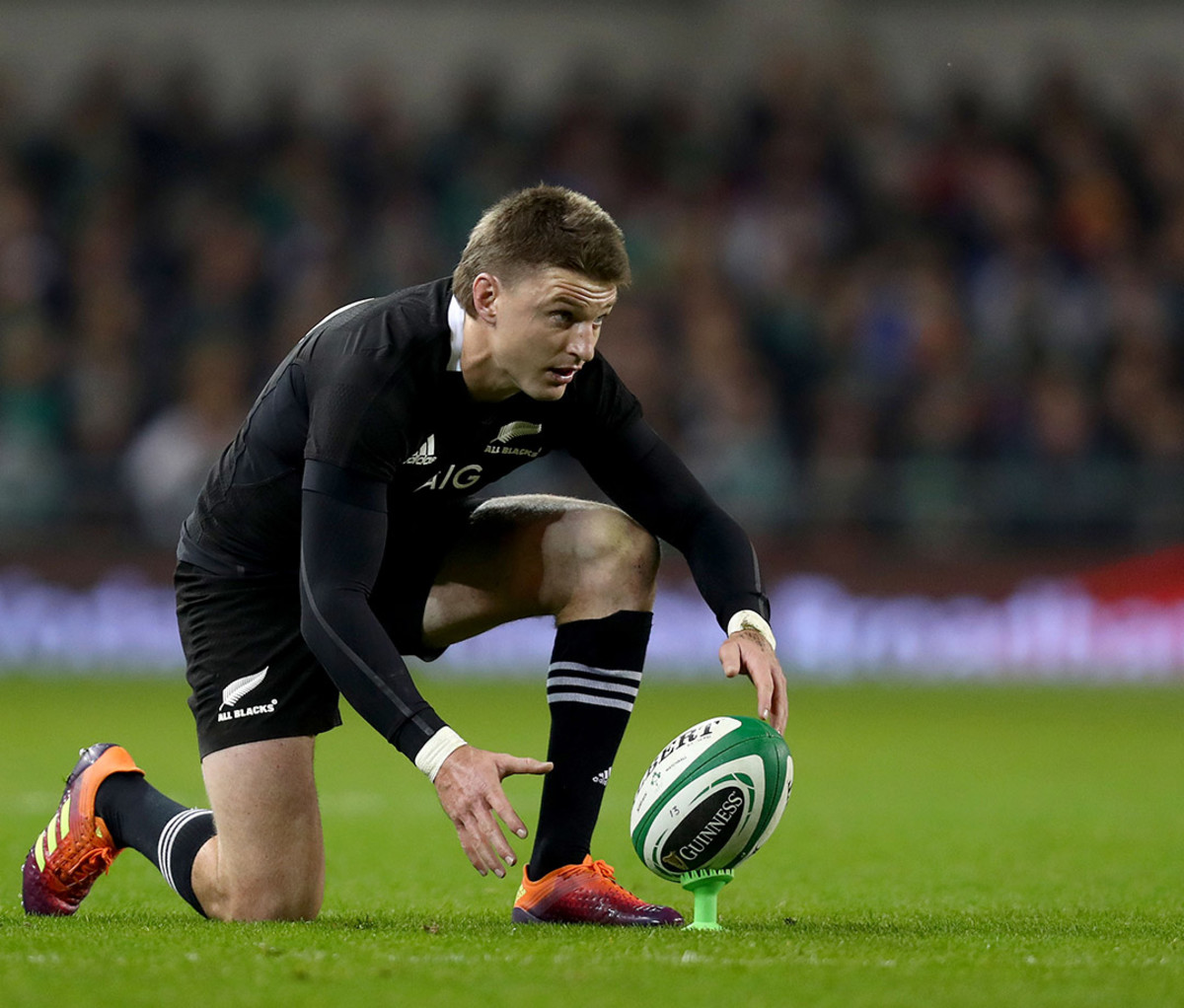 Barrett preparing to penalty-kick against Ireland in Dublin in 2018