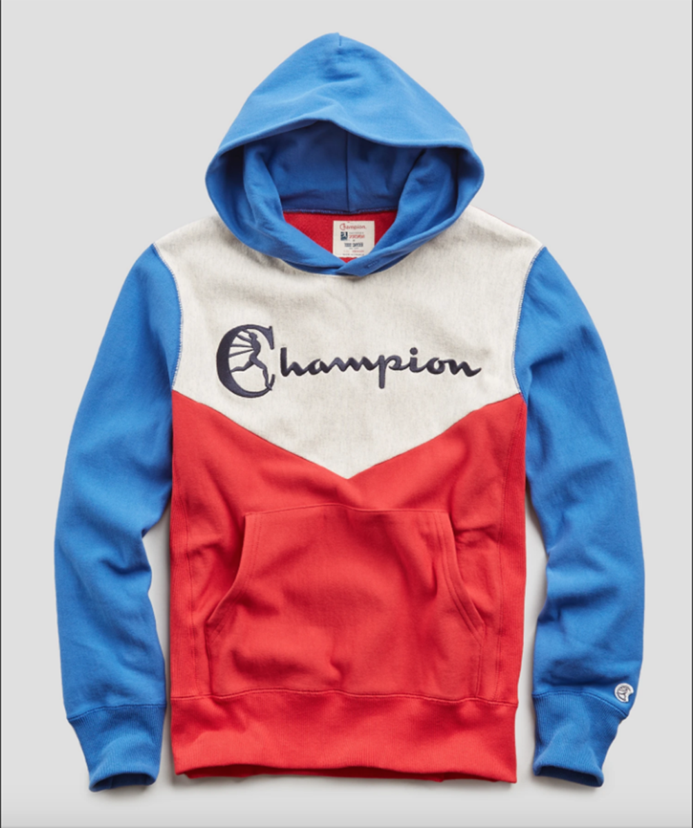 champion hoodie red white and blue