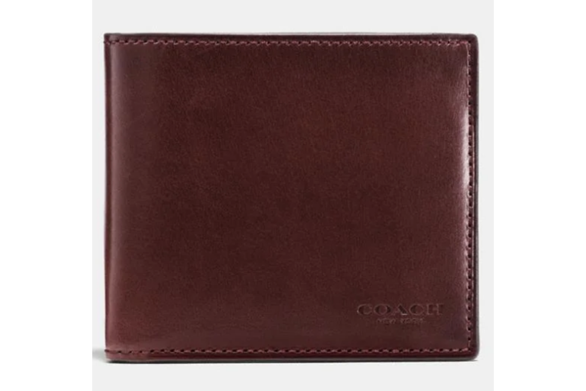 boxed double billfold wallet coach