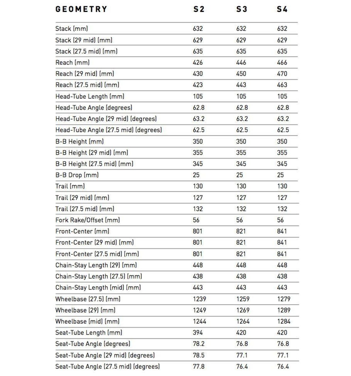 specialized demo size chart