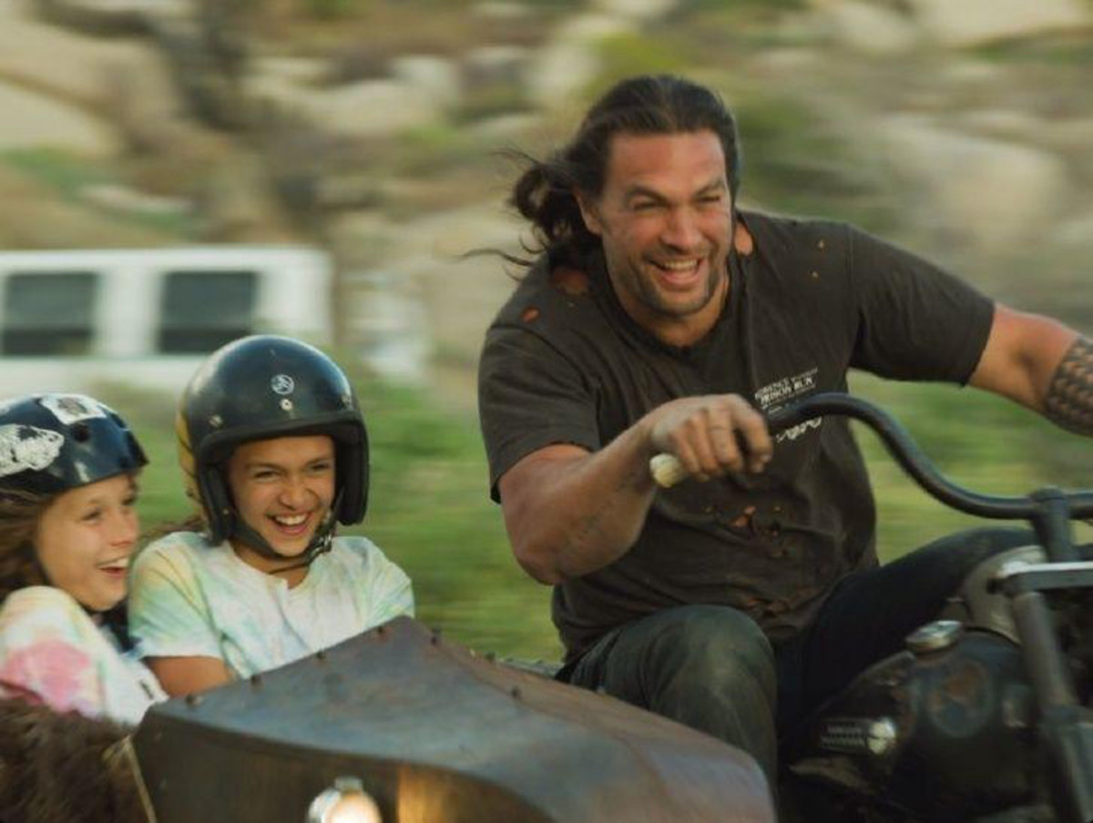 Jason Momoa biking sidecar