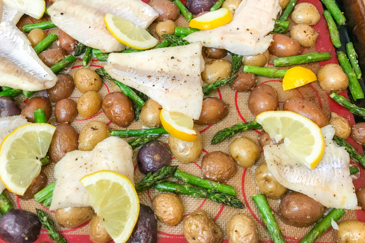 pickerel sheet pan dinner