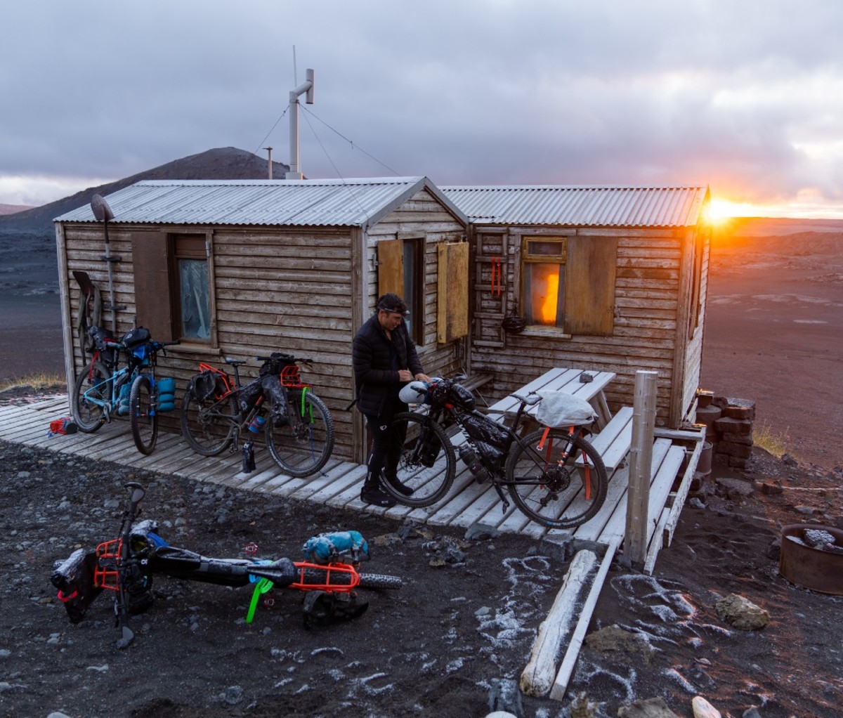 Chris Burkard and crew resting for the night before continuing on their traverse of Iceland.