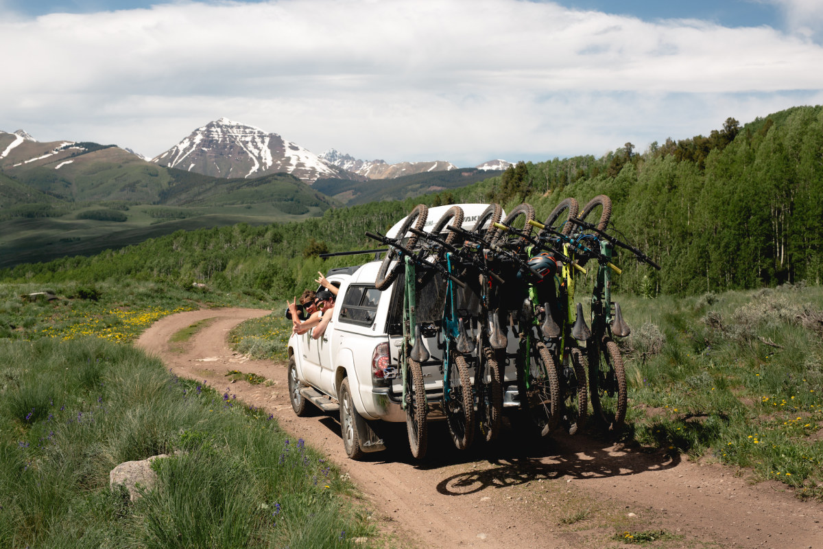 Yakima's vertical HangOver hitch rack bike racks