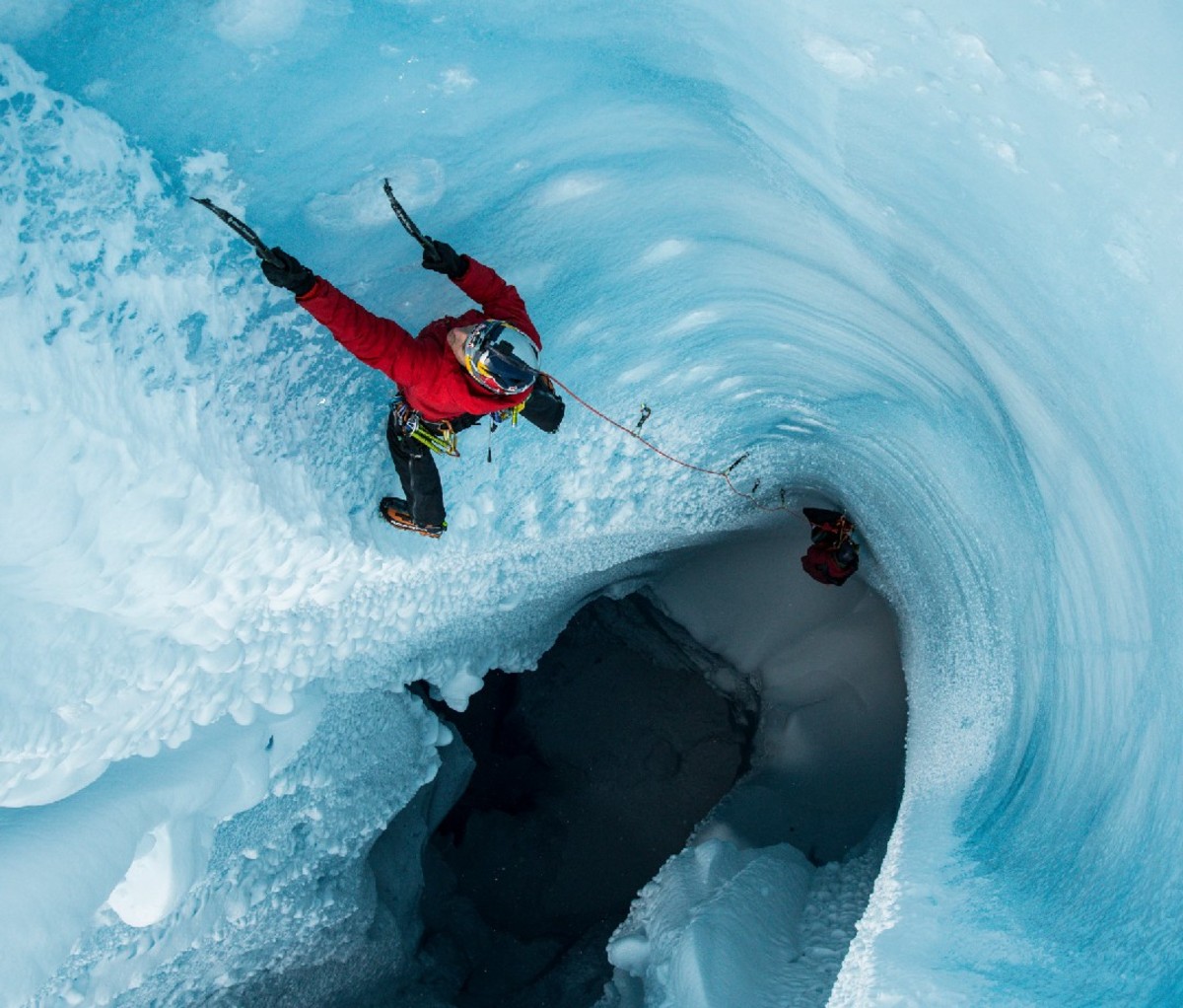 Will Gadd climbing in Greenland on October 14, 2018