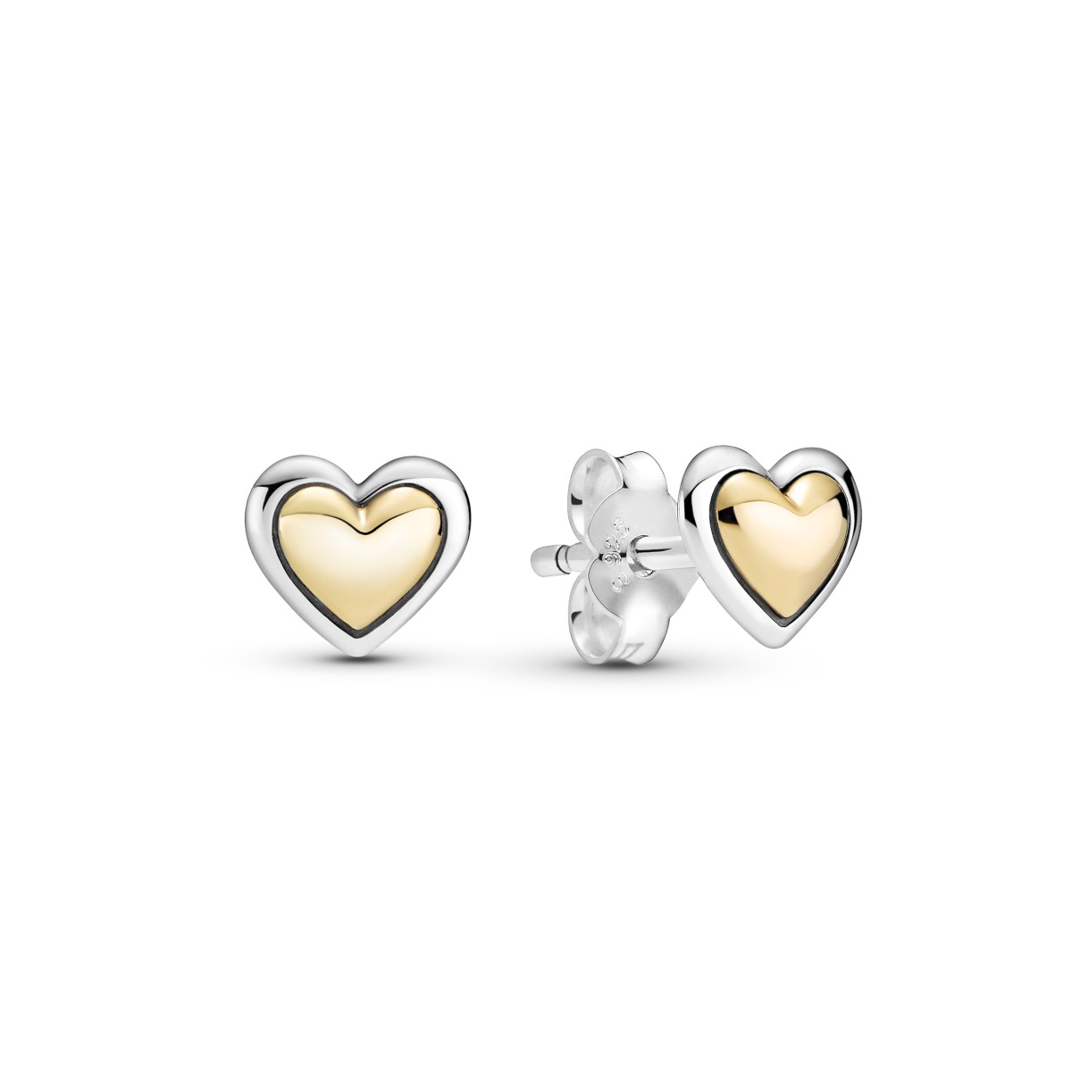 Pandora Domed Golden Heart Stud Earrings