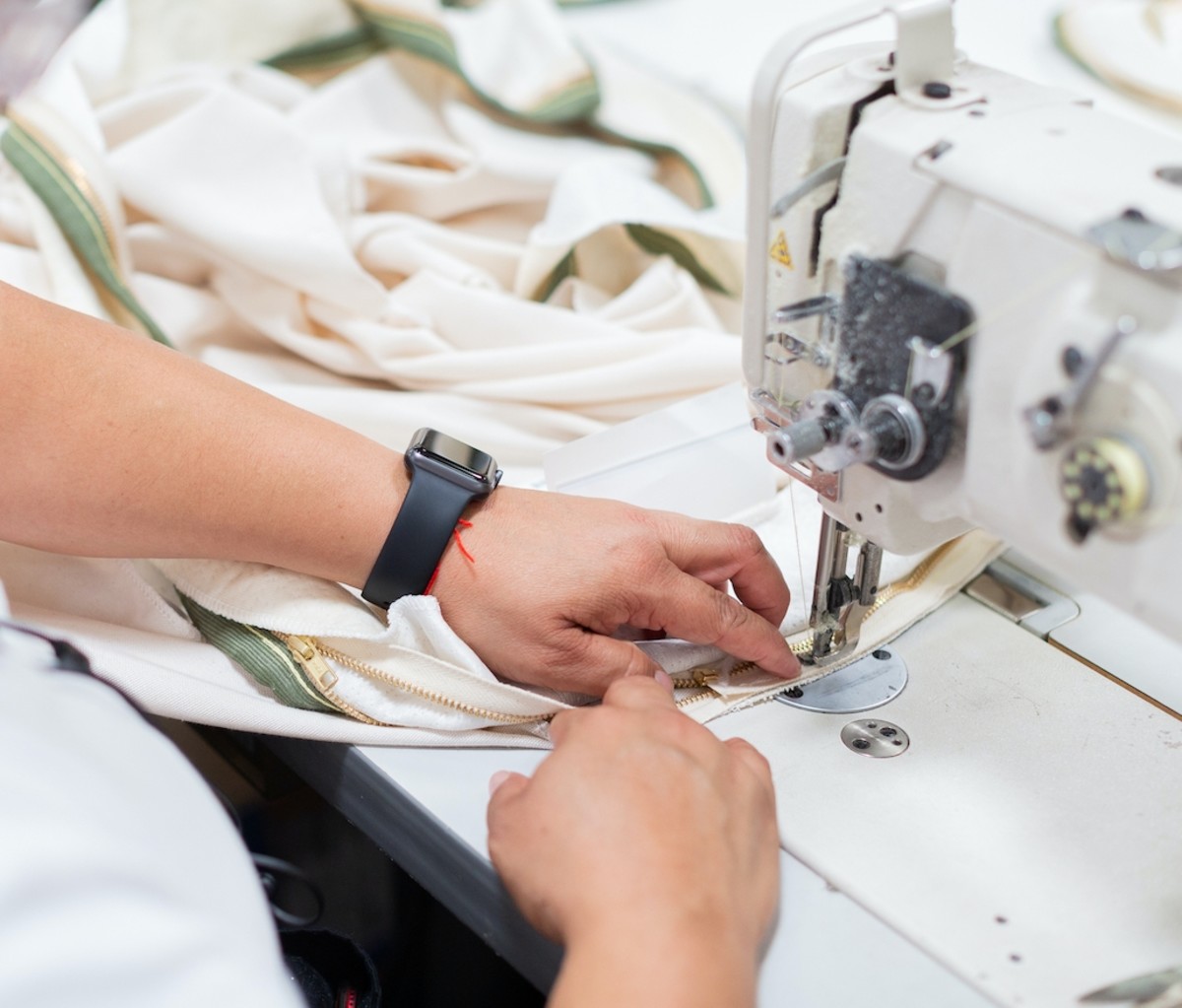 Avocado mattress being stitched