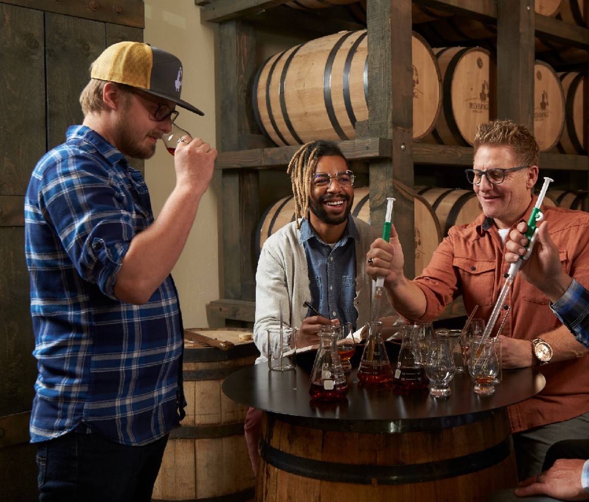 Mixing bourbons at Breckenridge Distillery’s Founder’s Lab.