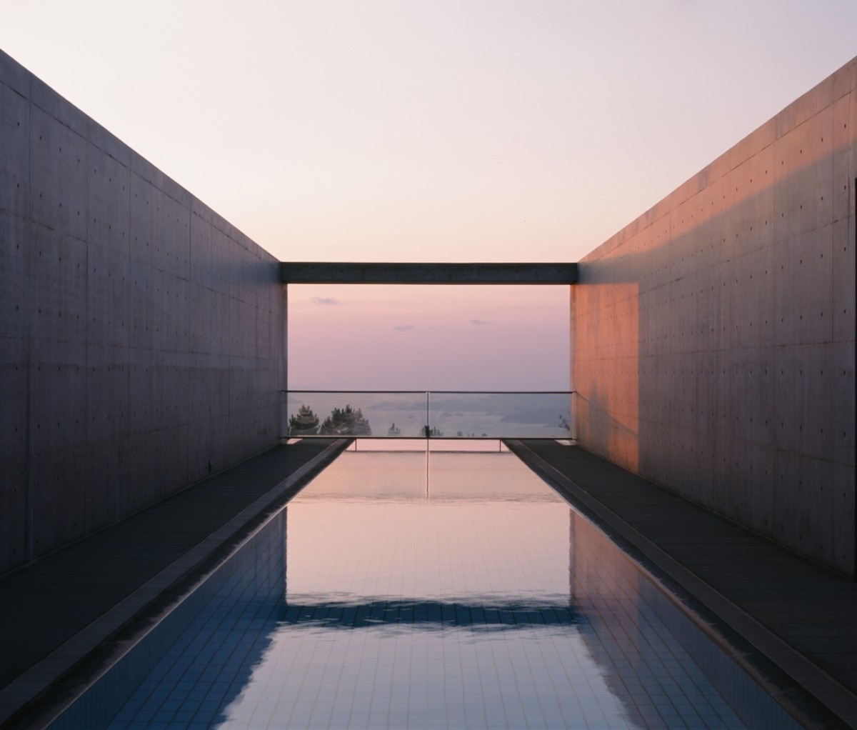 Okcs Retreat Setouchi Aonagi, Matsuyama, Japan infinity pool at sunset between two walls