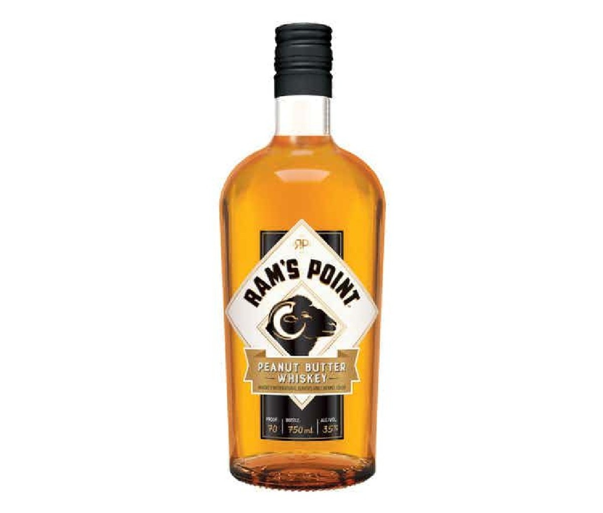 A bottle of Ram's Point Peanut Butter Whiskey.