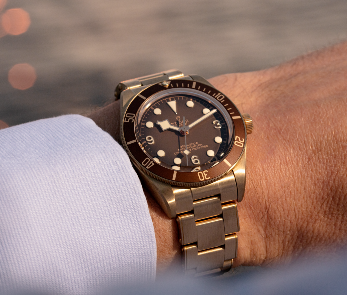 Tudor Black Bay 58 Bronze watch on a man's wrist