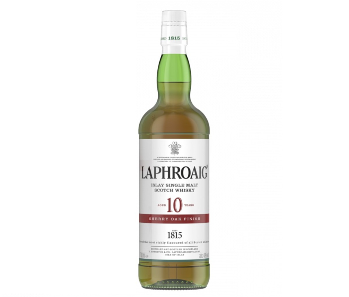 A bottle of Laphroaig 10 Year Sherry Oak