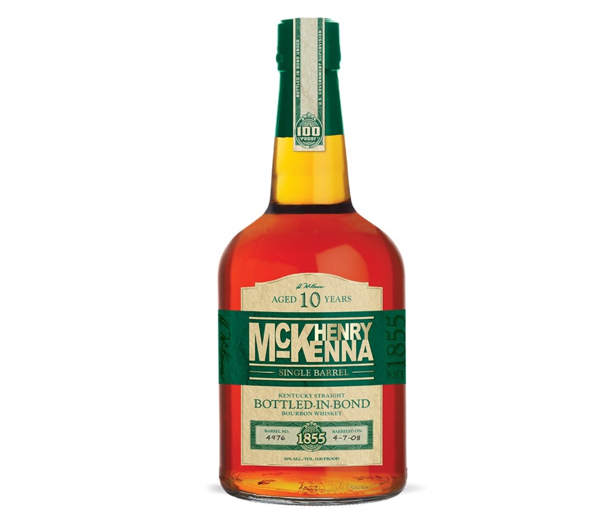 A bottle of Henry McKenna Single Barrel Bourbon