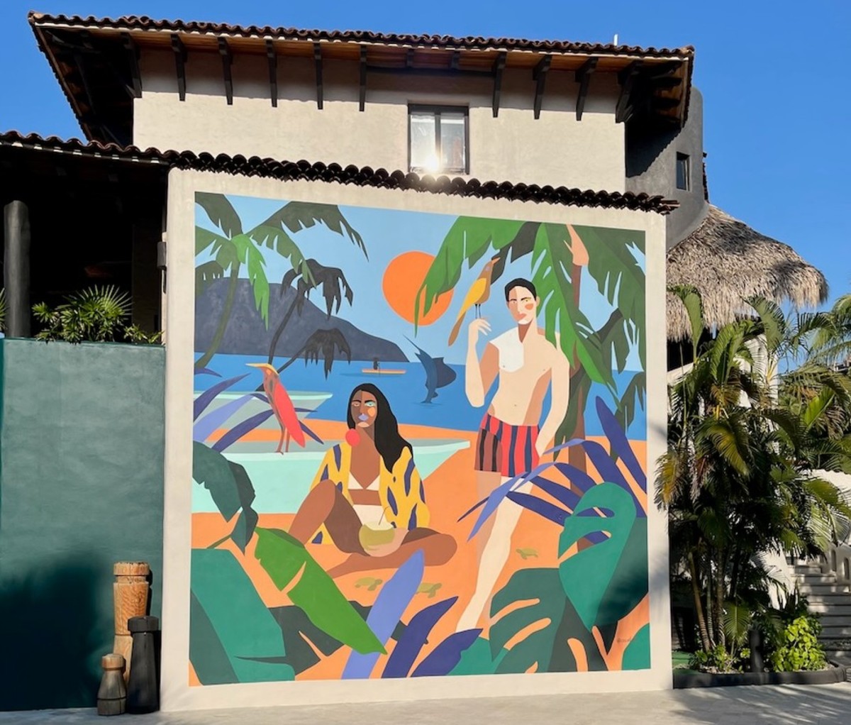 The new mural at the Thompson Zihuatanejo by Oscar Torres.