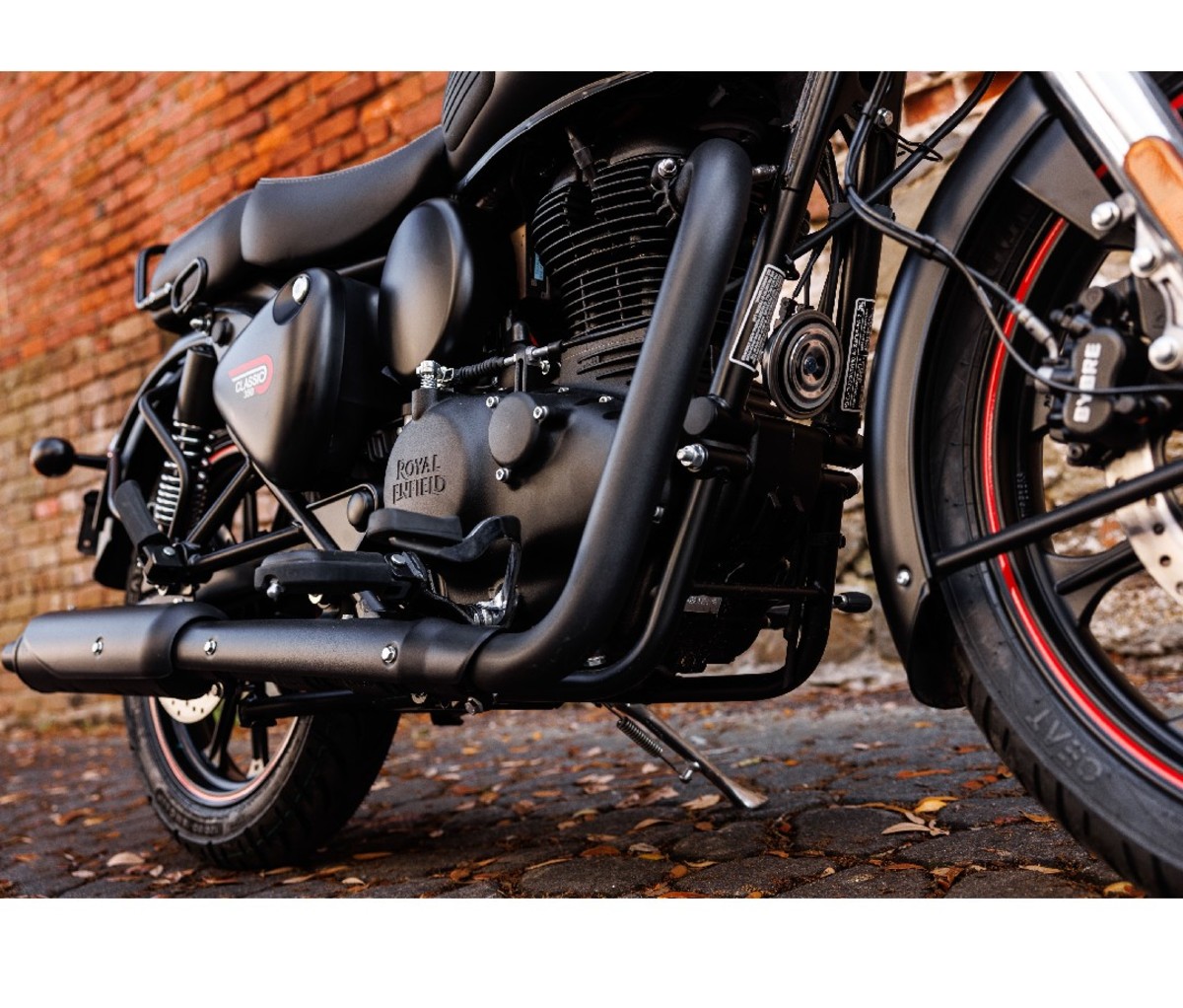 Engine view of parked Royal Enfield Classic 350