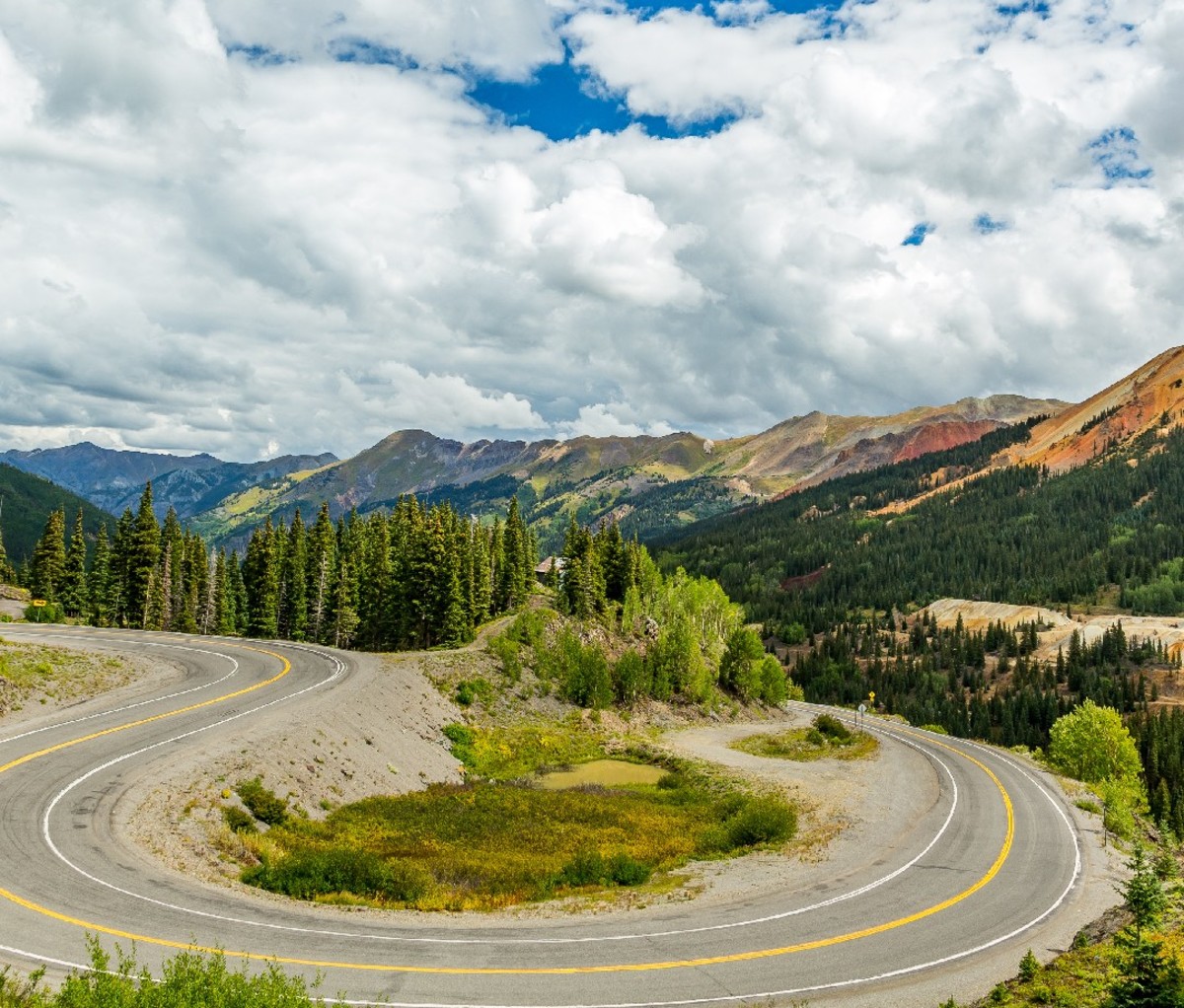 Circular road on San Juan Skyway in Colorado.